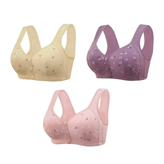 Buy 2, Get 1 Free  Anti Sagging Front Open Cooling Cotton Bra